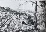 Salomon de Caus Bird-s-eye view of the Palatine garden at  Heidelberg France oil painting artist